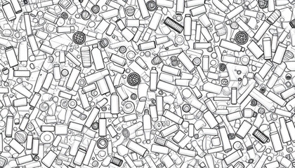 Fototapeta premium Abstract Geometric Monochrome Pattern of Scattered Cylindrical and Rectangular Shapes