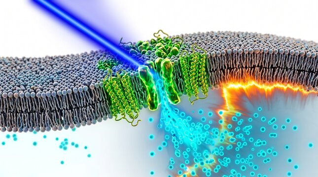 3D Microscopic Diagram of Channelrhodopsin Activation in Optogenetics