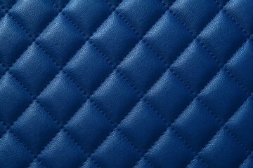 Obraz premium Quilted blue leather surface showing stitched diamond pattern