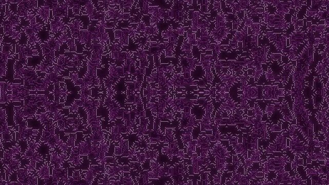 Abstract dark purple background with intricate circuit board pattern creating a futuristic tech texture and modern geometric design element