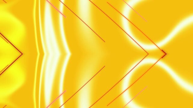 Abstract golden backdrop with geometric arrow design shiny surface blurred yellow light gradient background for modern presentation