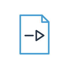 Obraz premium Minimalist blue document icon with right pointing arrow symbol