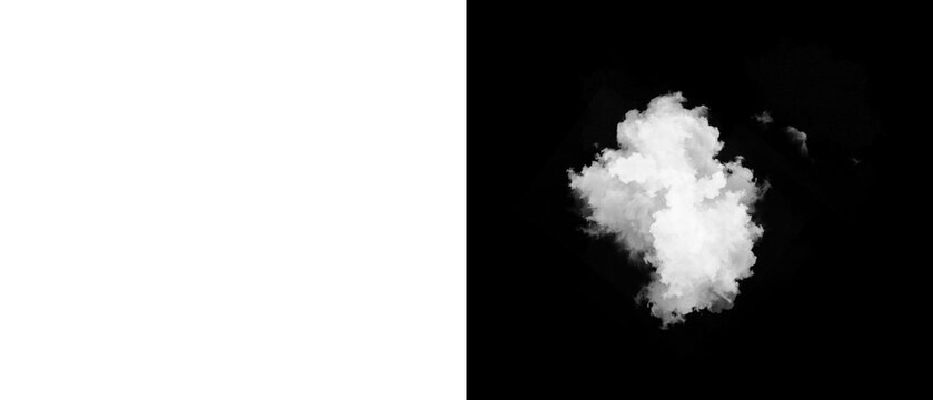 Fluffy white cloud formation isolated on transparent background