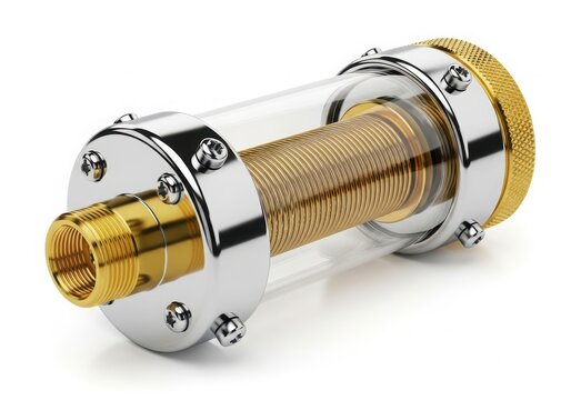 Close-up of bnc coaxial cable connector isolated on white background