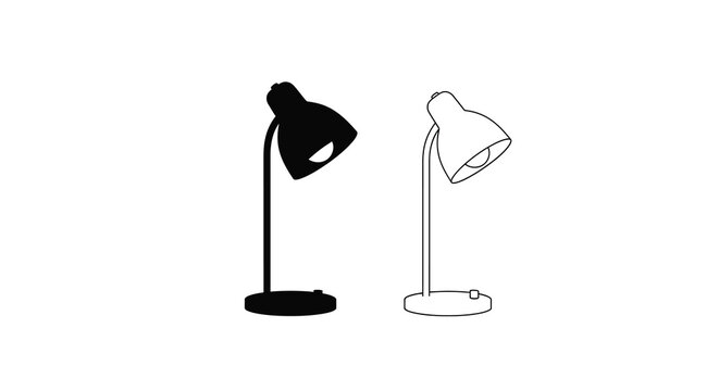 Desk lamp silhouettes on a white background silhouette