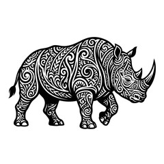 Fototapeta premium Black rhino with tribal tattoo design.