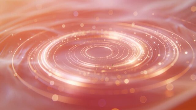 Glowing nested rings as central glow rising, sparks tracing inward on wavy plane