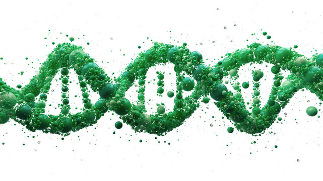 Colorful DNA Double Helix Made of Spheres. Molecular Genetics Visualization and 3D Science Concept