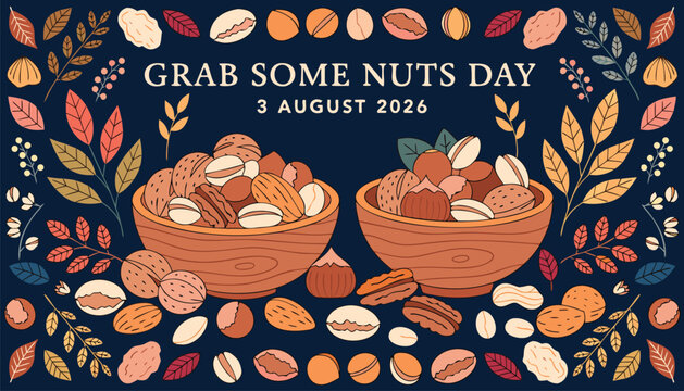 Decorative bowls filled with assorted nuts for grab some nuts day