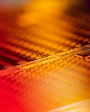 Wafer microchip glowing abstract technology background