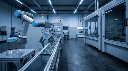 Obraz premium Robotic arm in a smart factory automation