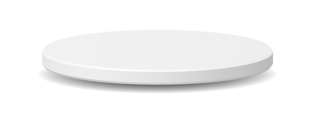 Fototapeta na wymiar Flat white round podium platform base stand display mockup 3D isolated png background