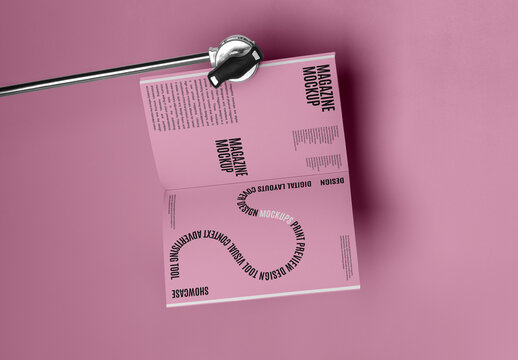 Magazine Attached to Metal Arm Mockup