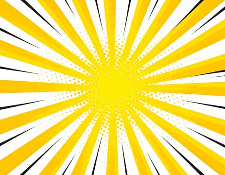 Explosion of Yellow Rays emanating from a bright center with a halftone pattern