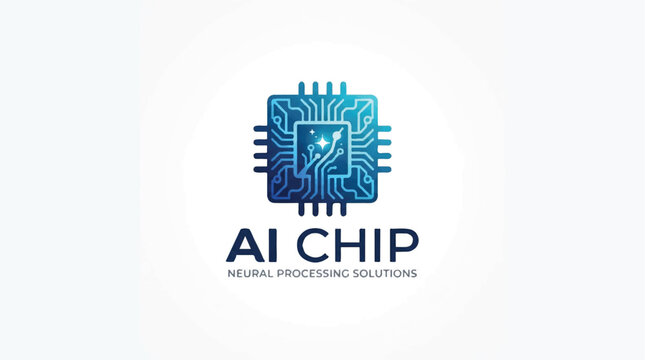 AI Chip logo featuring a blue microprocessor illustration and modern typography.