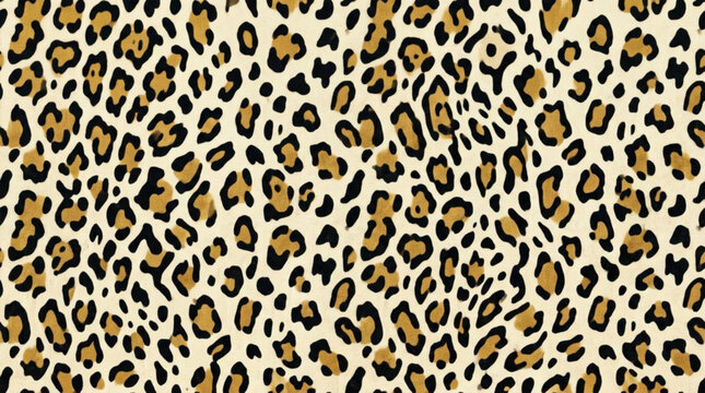 Close-up of leopard print fur with tan and black spots on a textured animal skin background for fashion and design use
