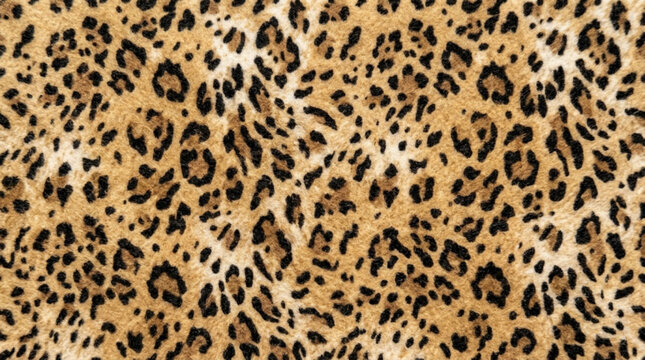Close up of leopard print fur pattern with black spots on golden background suitable for fashion design projects and animal themes