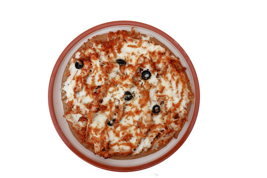 Freshly Baked Cheese Pizza with Black Olives Isolated on Transparent Background PNG