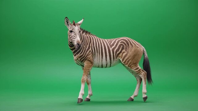 Zebra mother and foal trotting together in green field animal wildlife