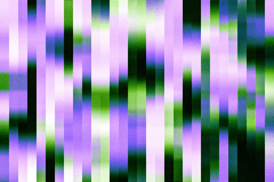 Abstract background features vertical purple and green grainy stripes