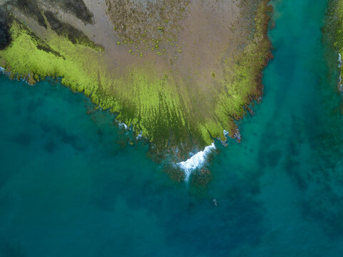 Indonesia, West Sumbawa, Maluk beach, Aerial view of Super Suck surf point