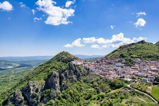 Scenic view of San Fele village in the Apennine Mountains of Italy