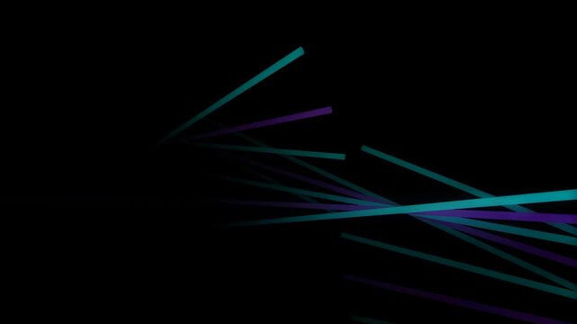 Abstract neon light streaks and glowing futuristic motion trails on a black background for digital media