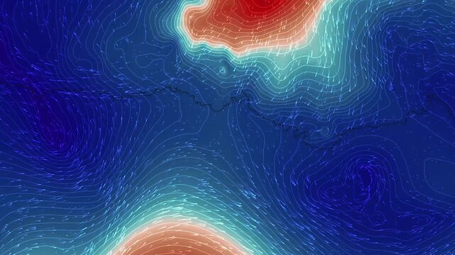 Weather Map Interface Displaying Low Pressure Typhoon System Animation