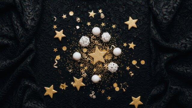 Elegant Gold and White Christmas Flat Lay