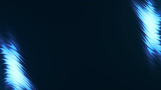 Blue luminous corner curves loop on dark background for futuristic technology and interface design.