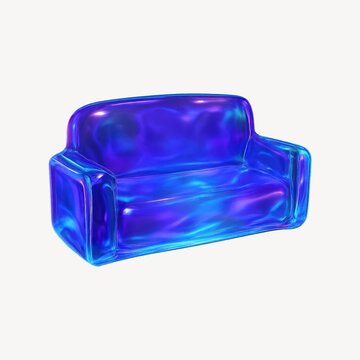 Futuristic iridescent inflatable sofa