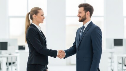 Fototapeta premium Professional Business Partners Handshake in Modern Office