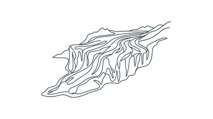 Stylized Waterfall Illustration with Mountain Landscape and River © shit