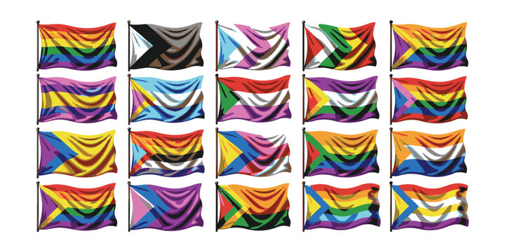Extensive of Waving Pride Flags Showcasing the Spectrum of LGBTQ+ Identities