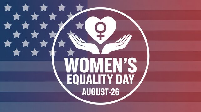 Women's Equality Day Icon with American Flag Background, August 26