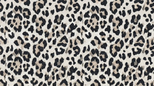 Close-up of leopard print pattern with black spots on beige background for fashion and design projects