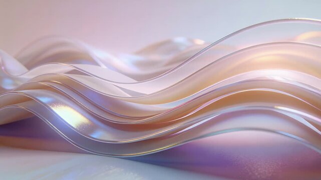 Shifting translucent ribbons moving across studio tabletop with frames beginning, showing shimmer