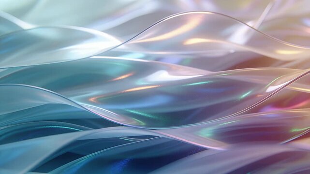 Lighting shifting, layered sheer ribbons sliding on studio backdrop, showing iridescent glints