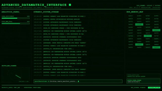 Advanced Data matrix Interface Mainframe Terminal Hex Memory System Animation.