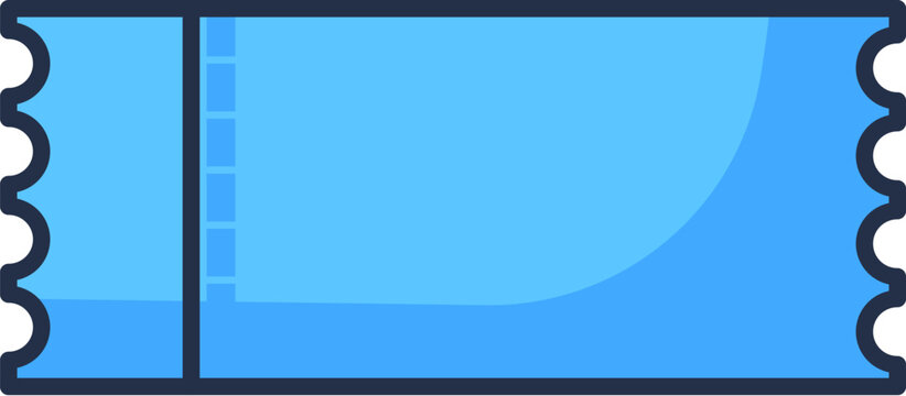 Blue admission ticket flat illustration representing event access entertainment coupon and reservation
