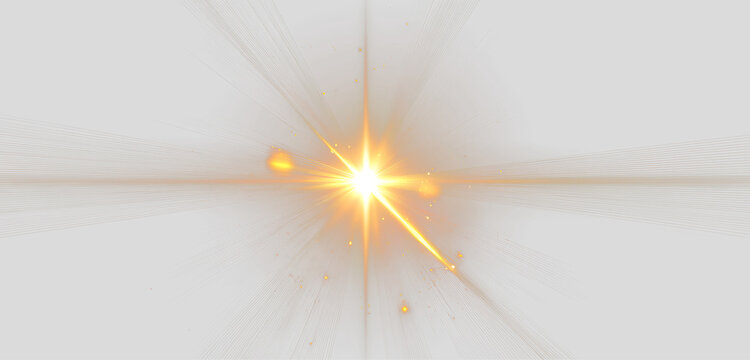 Radiant Gold Light Star with Optical Glow PNG