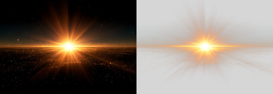 Warm Golden Star Glow with Cinematic Lens Effect PNG