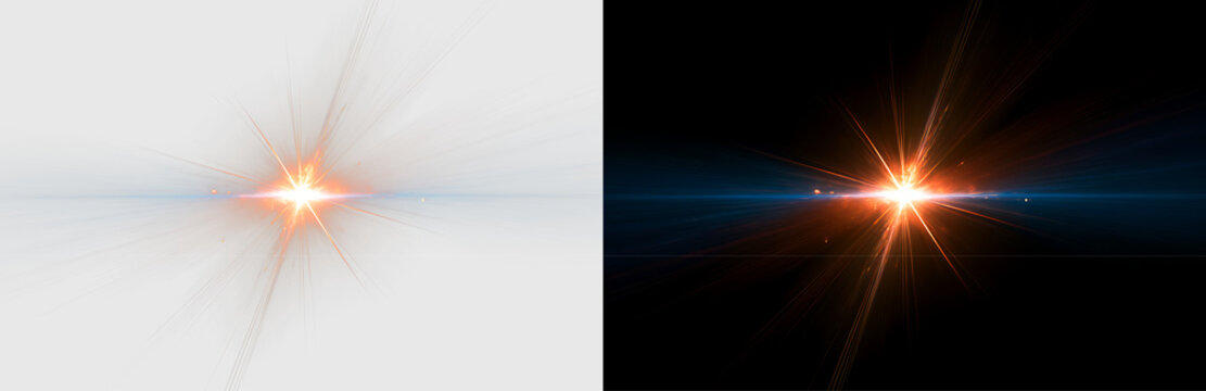 Abstract Blue Orange Light Star with Glow PNG