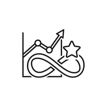 Perpetual business evolution infinity icon with line chart.