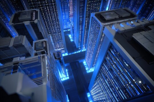 Data center glow symbolizes growing nand flash capacity. Tech ma