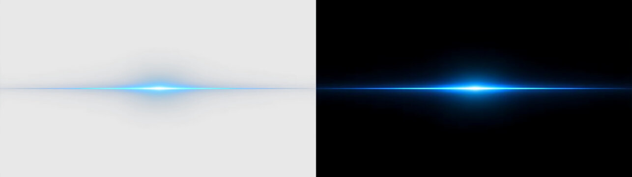 Bright Blue Neon Streak with Lens Glow Effect PNG