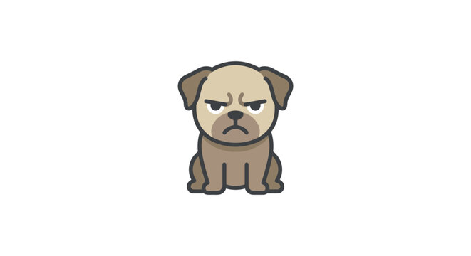 A simple vector illustration of a grumpy small dog sitting down