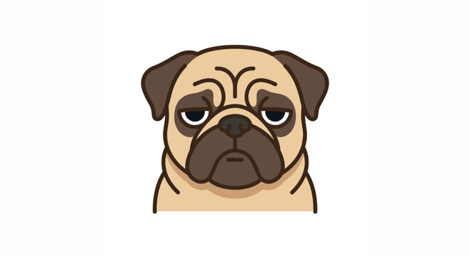 A minimalist vector illustration of a grumpy small dog face
