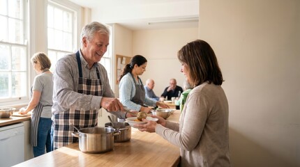 Senior Citizen Day: Man Serving Food to Woman