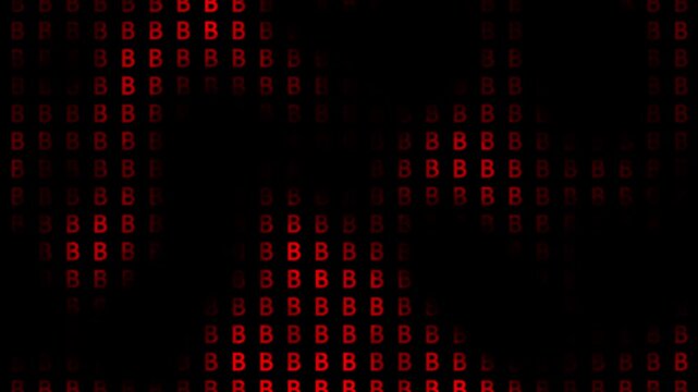 Red Letter B Pattern Background Abstract Typography Glitch Monochromatic Screen Loop Motion Graphic